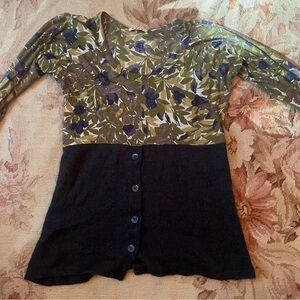 Floral Long Sleeve MARNI Top with Black Buttoned Sweater Bottom